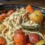 creamy slow cooker ranch chicken and vegetables - featured image