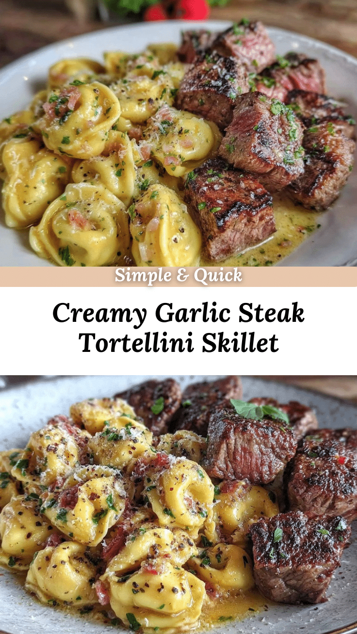 creamy steak tortellini skillet recipe