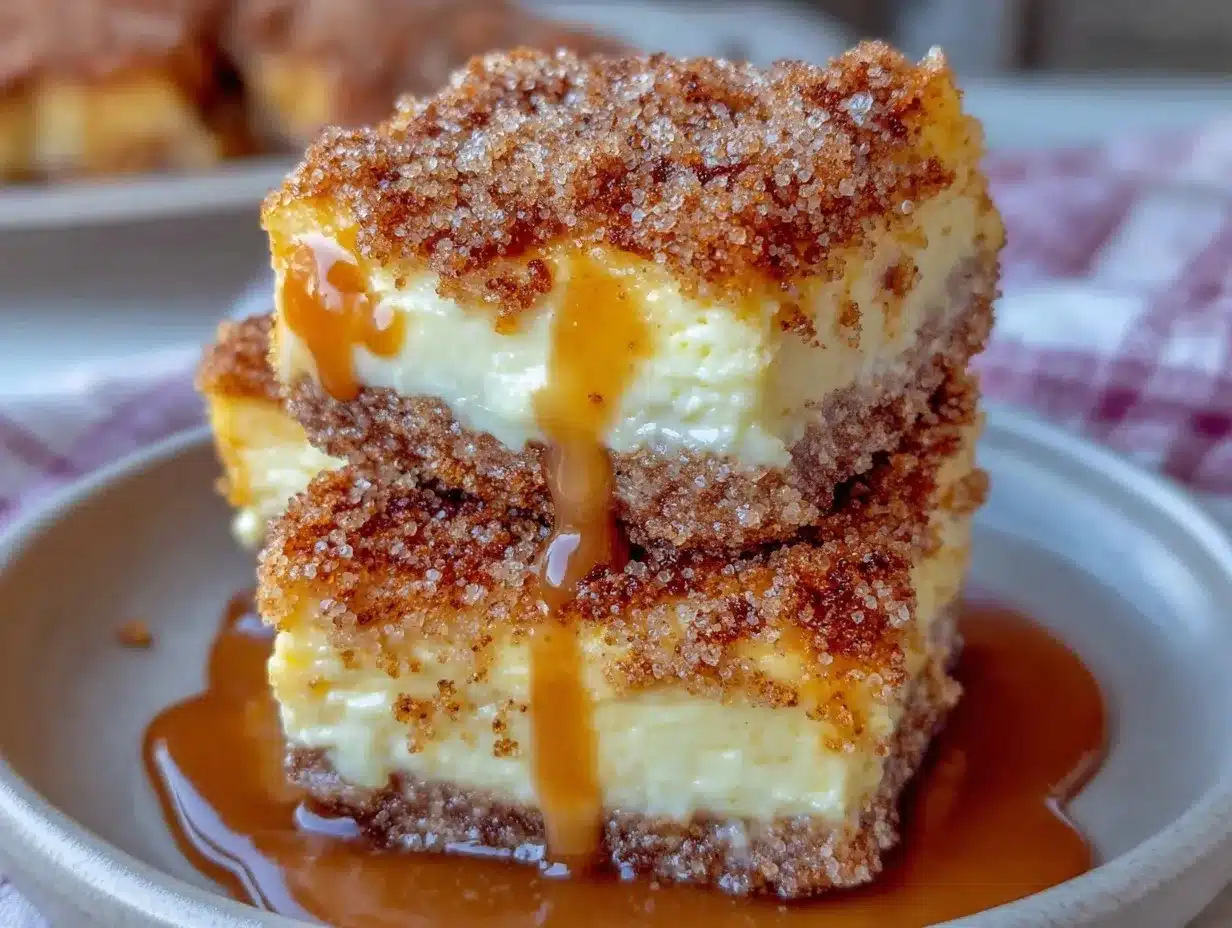 Crispy churro cheesecake bars preparation steps