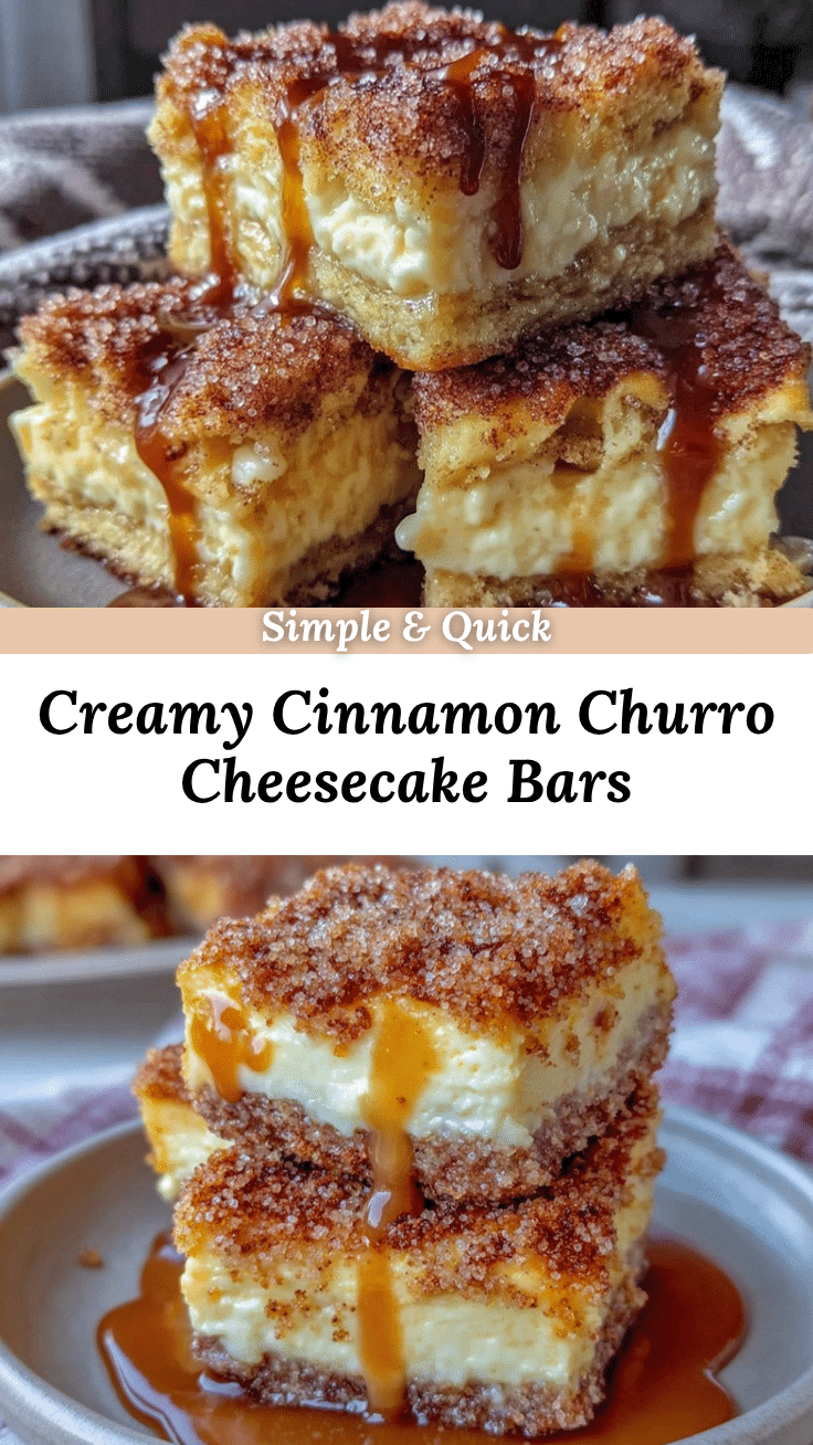 Crispy churro cheesecake bars recipe