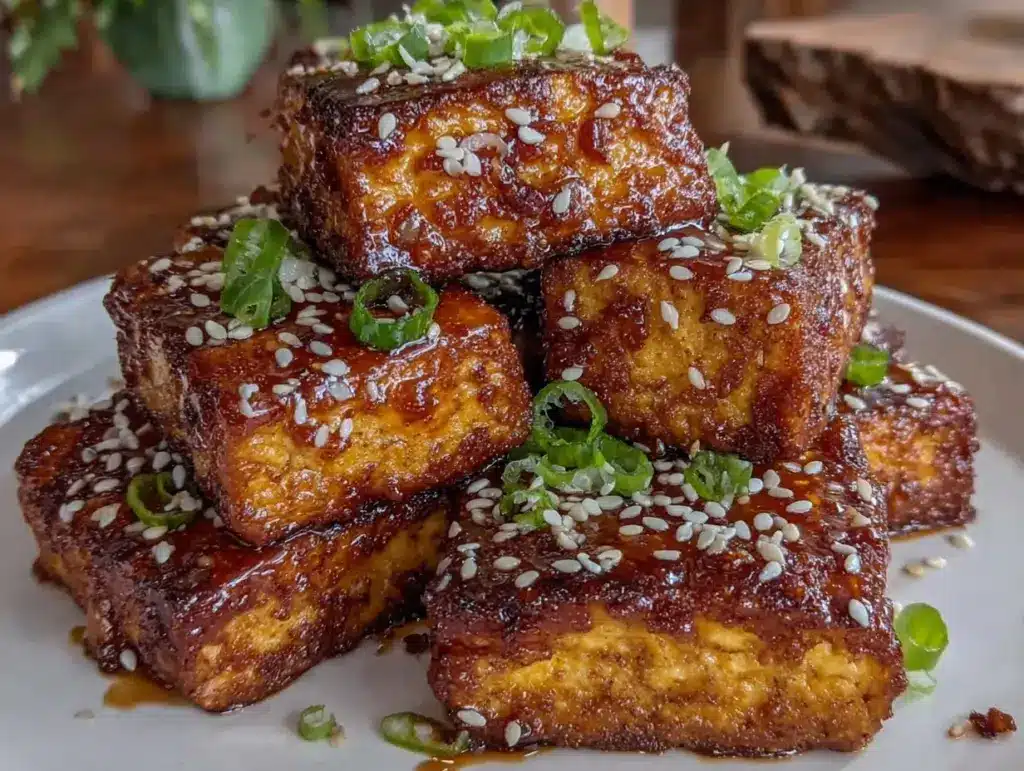 crispy honey garlic tofu - featured image