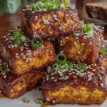 crispy honey garlic tofu - featured image
