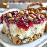 crispy raspberry pretzel salad - featured image