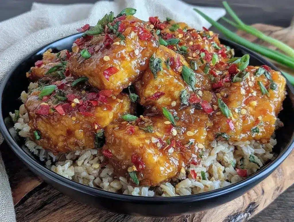 crispy vegan orange tofu - featured image
