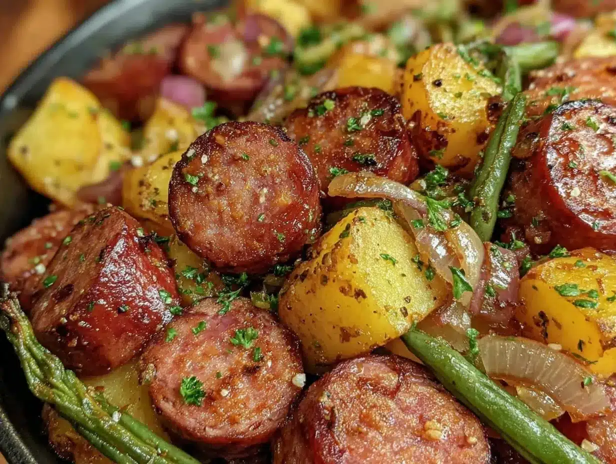 crockpot kielbasa and green beans preparation steps