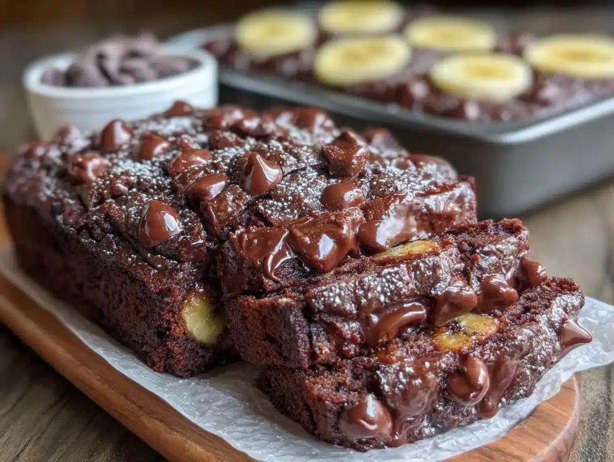 double chocolate banana brownie bread preparation steps