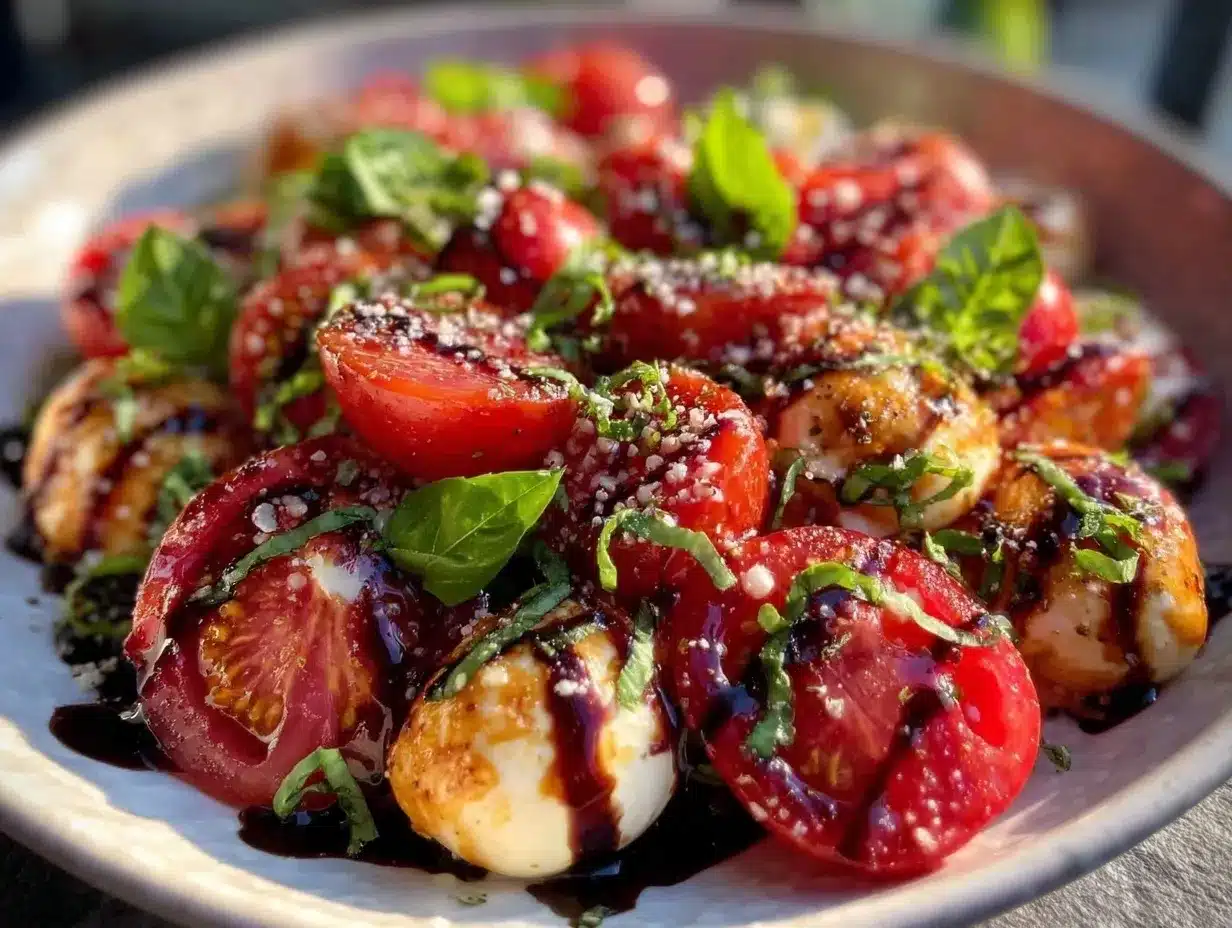 fresh Caprese salad preparation steps