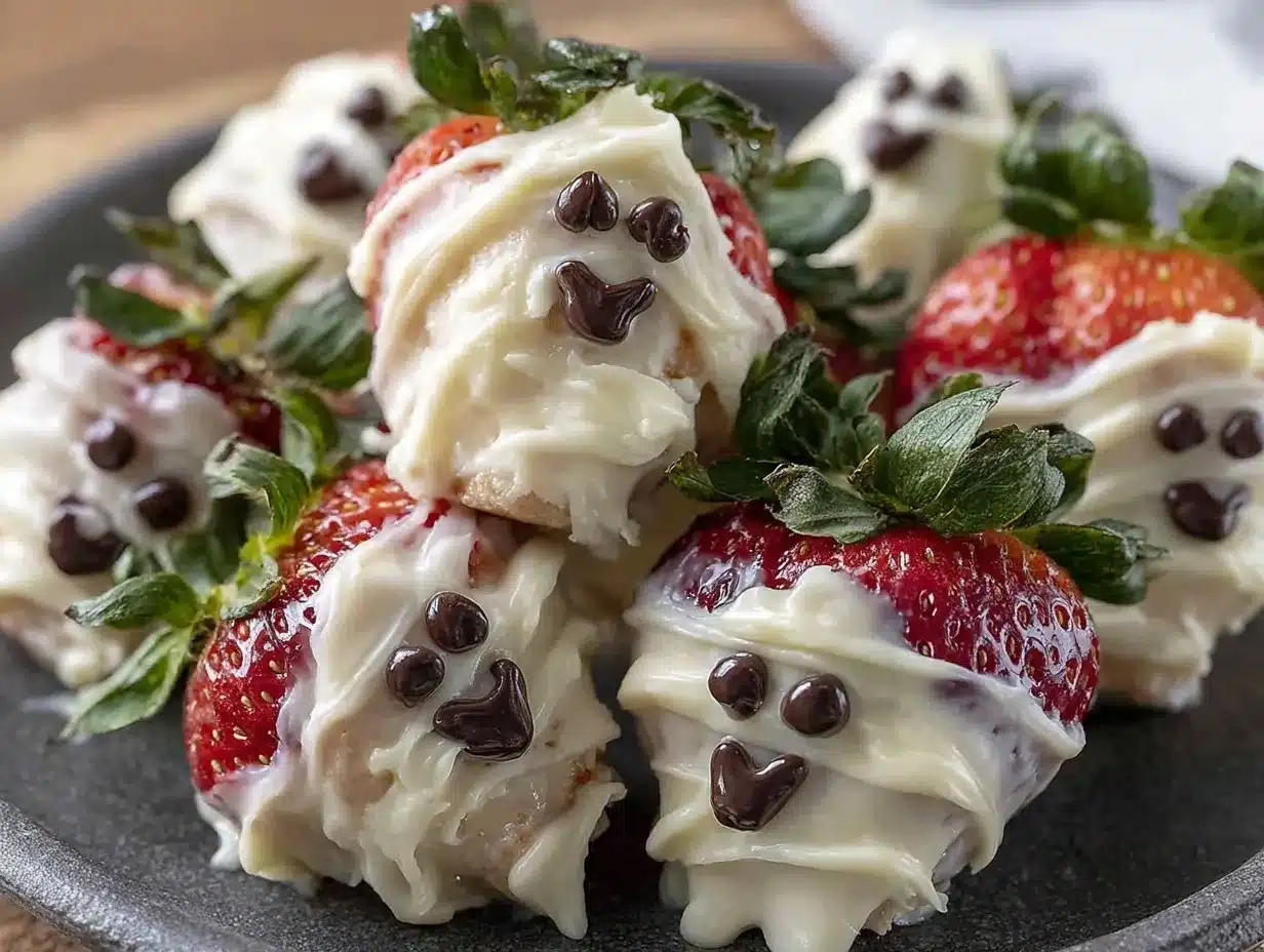 Halloween Ghost Strawberry Cheesecake Bites preparation steps