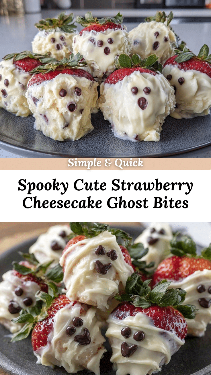 Halloween Ghost Strawberry Cheesecake Bites recipe