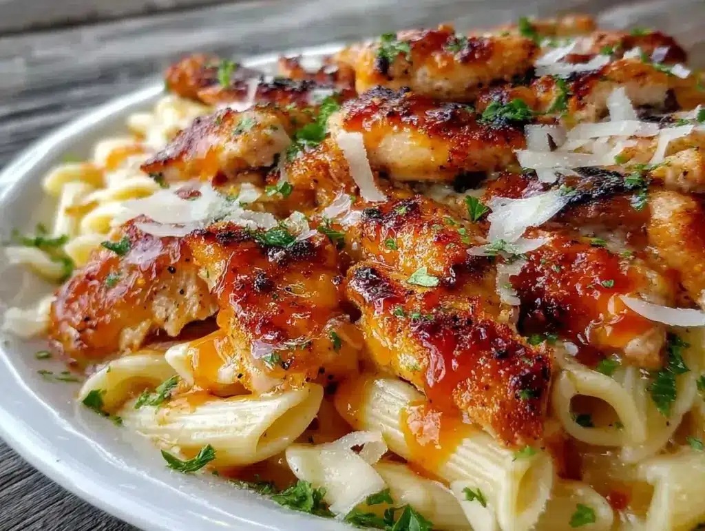 Honey BBQ Chicken Alfredo Penne - featured image