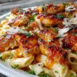 Honey BBQ Chicken Alfredo Penne - featured image
