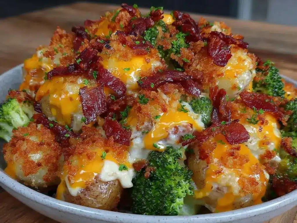 loaded ranch chicken potato broccoli casserole - featured image