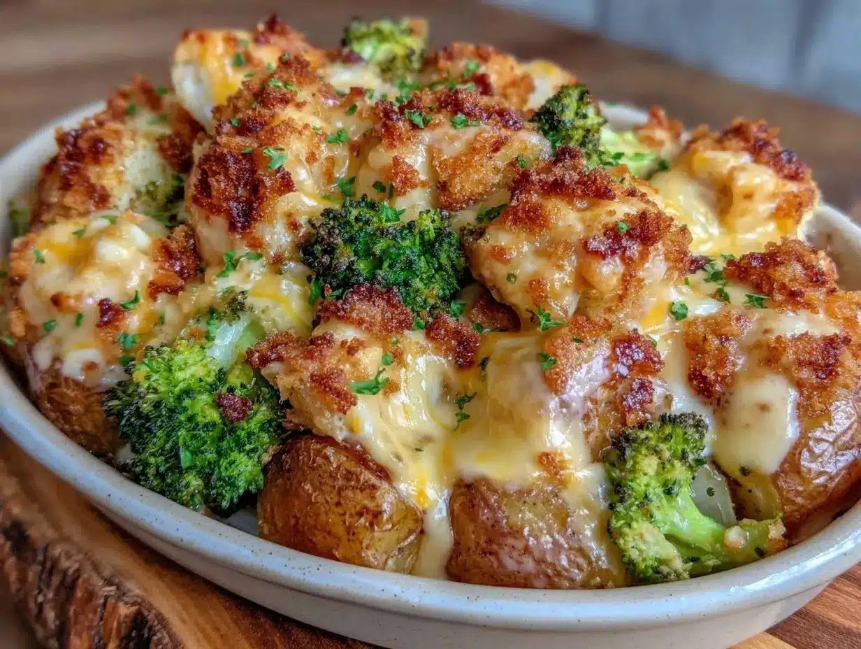 loaded ranch chicken potato broccoli casserole preparation steps