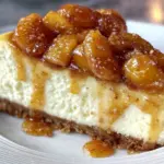 peach cobbler cheesecake slice - featured image