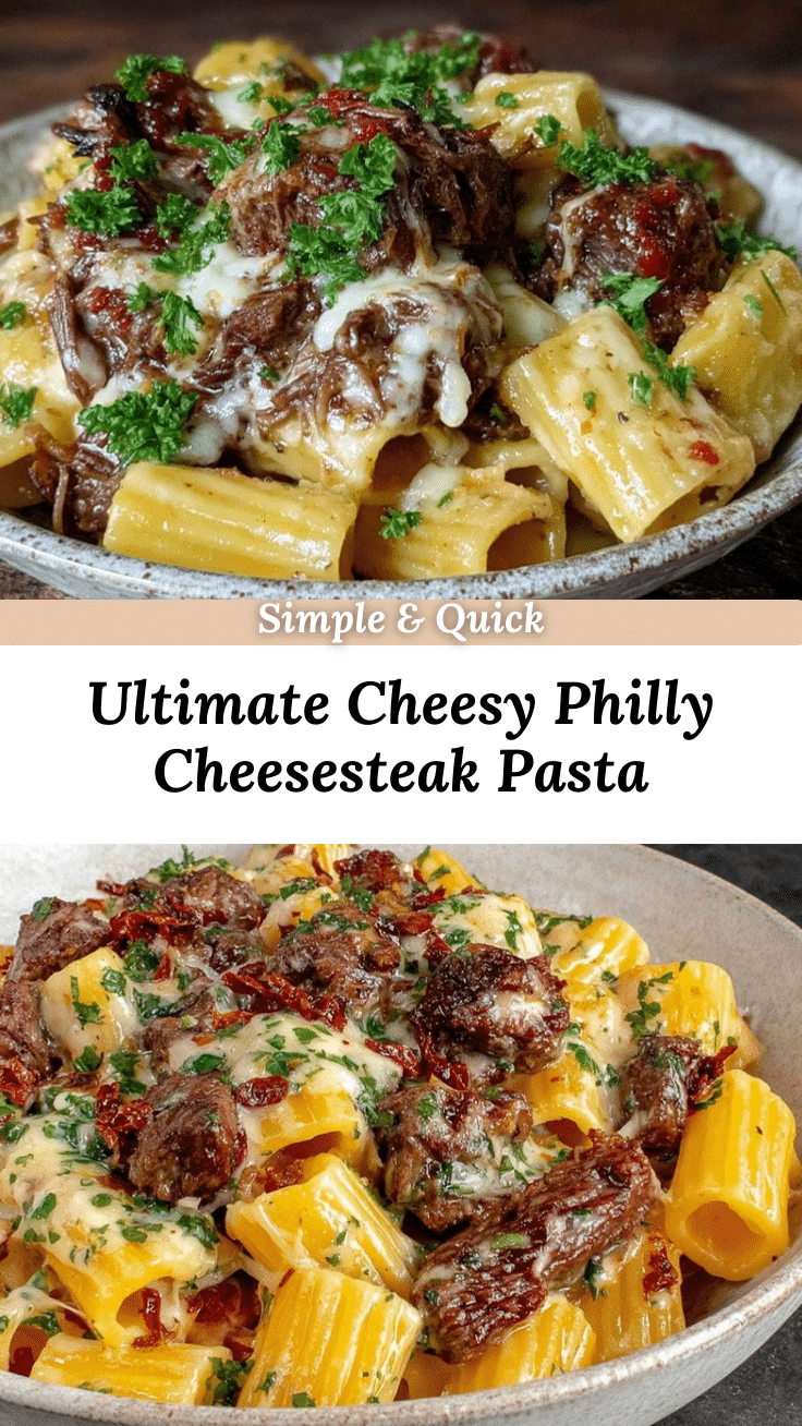 Philly cheesesteak pasta recipe