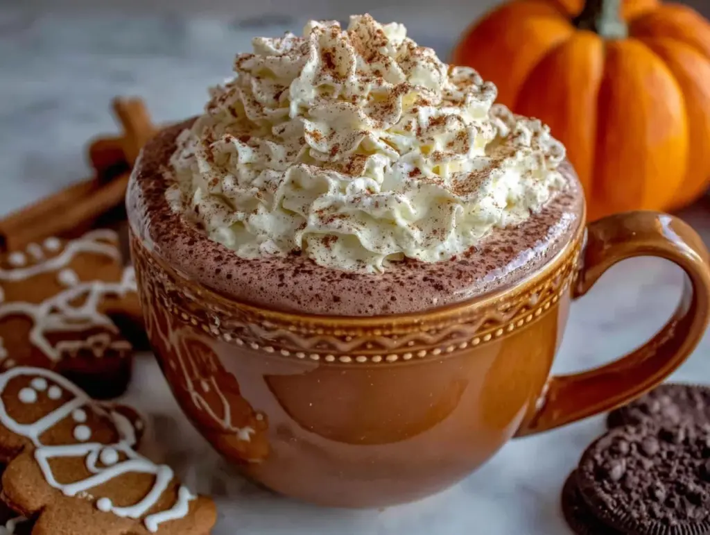 pumpkin spice gingerbread hot chocolate - featured image