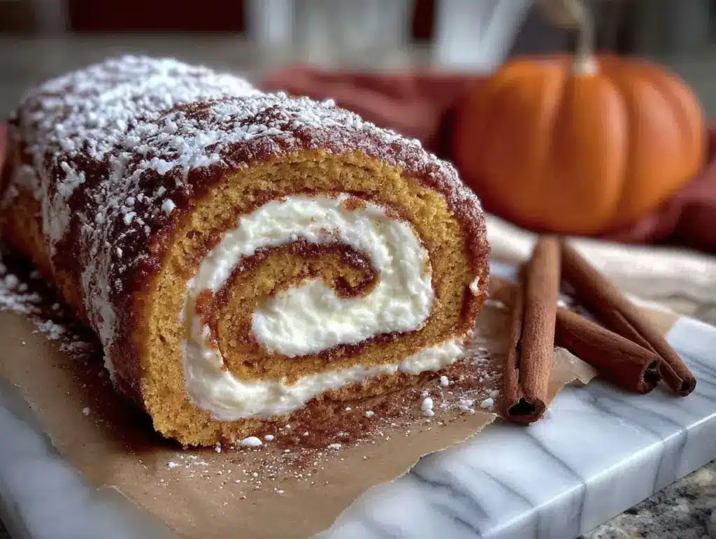 pumpkin spice roll cake - featured image