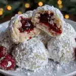 raspberry almond snowball cookies - featured image