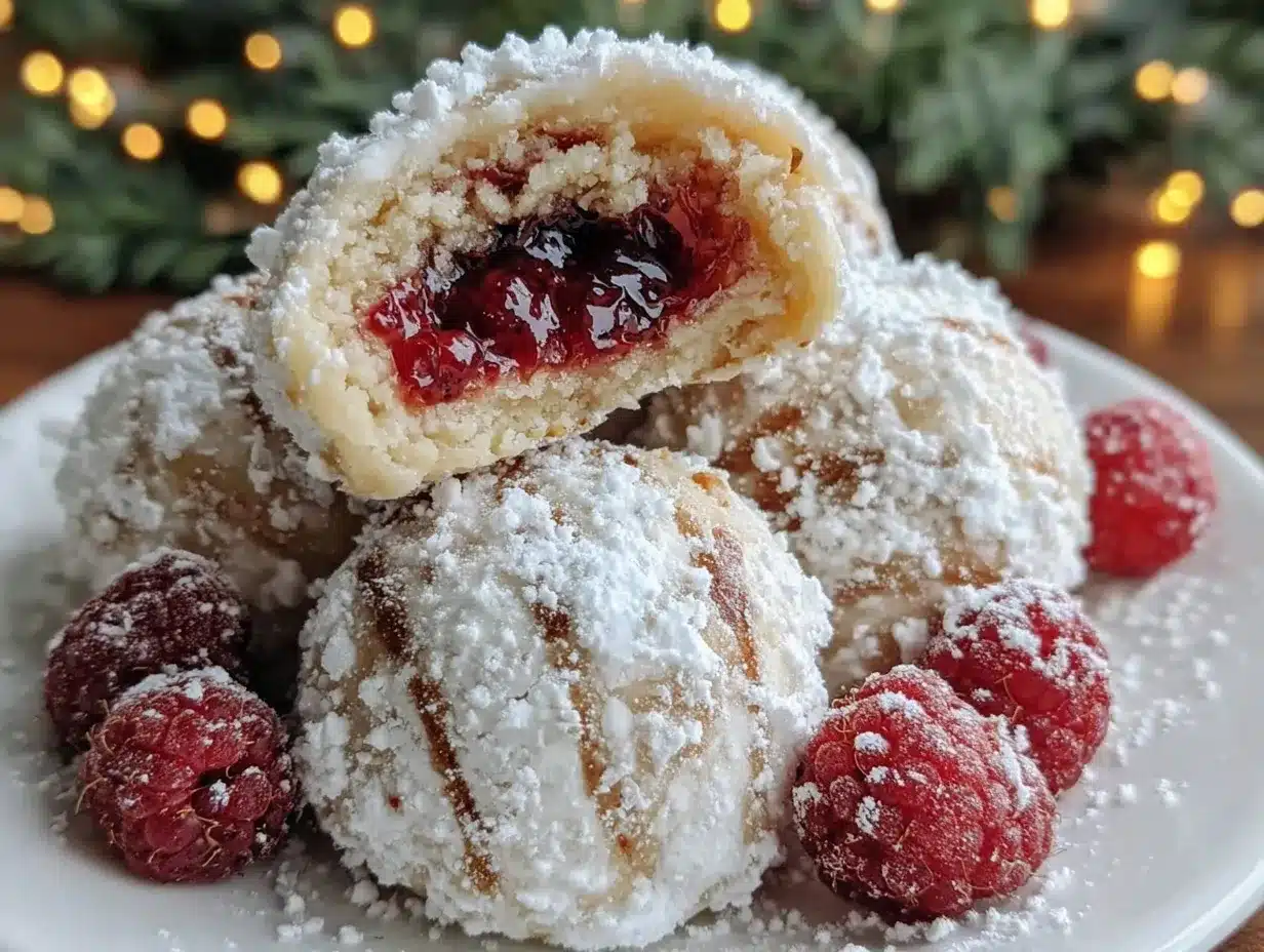 raspberry almond snowball cookies preparation steps