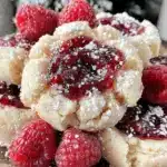 raspberry swirl shortbread thumbprint cookies - featured image
