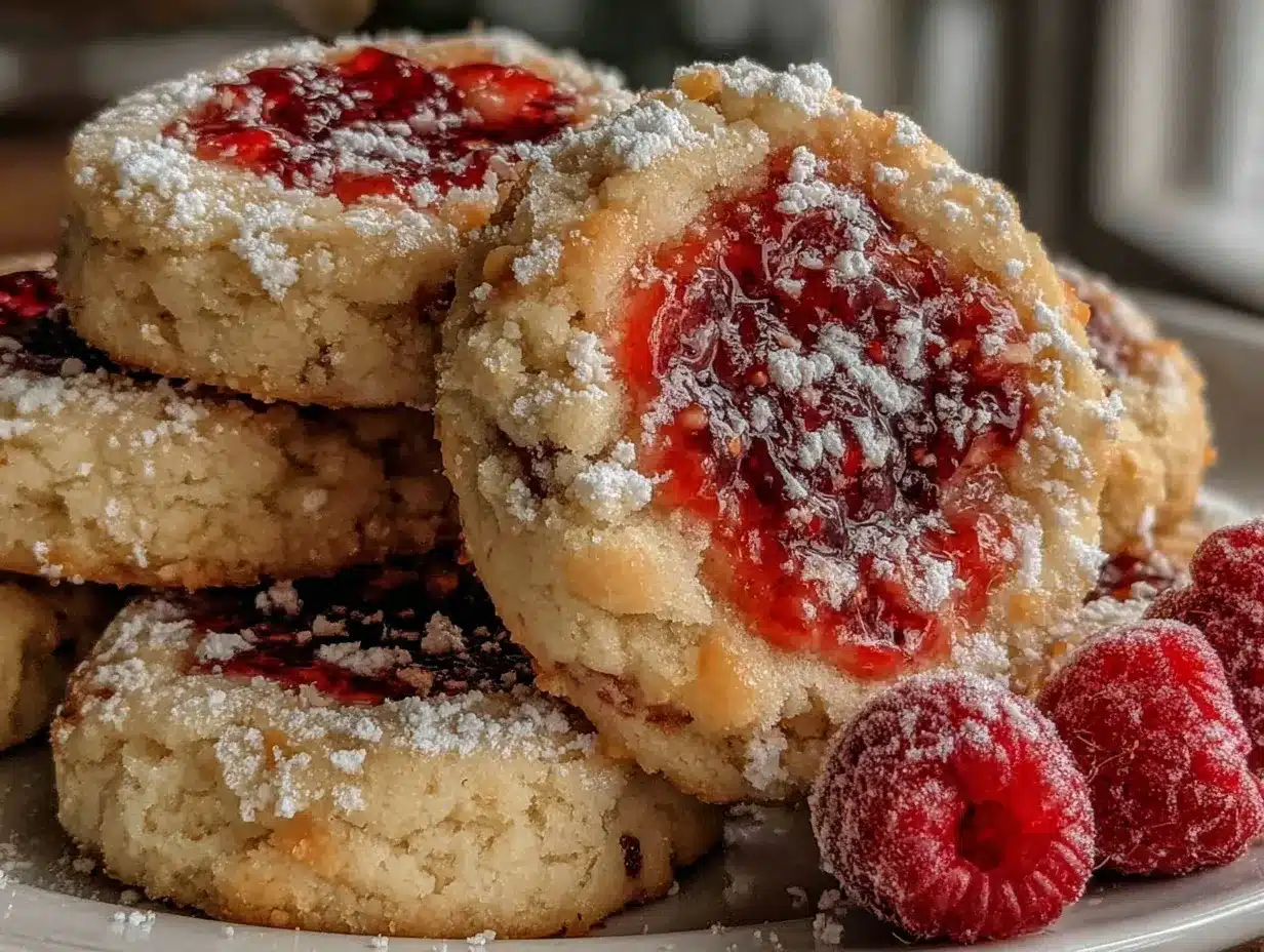 raspberry swirl shortbread thumbprint cookies preparation steps