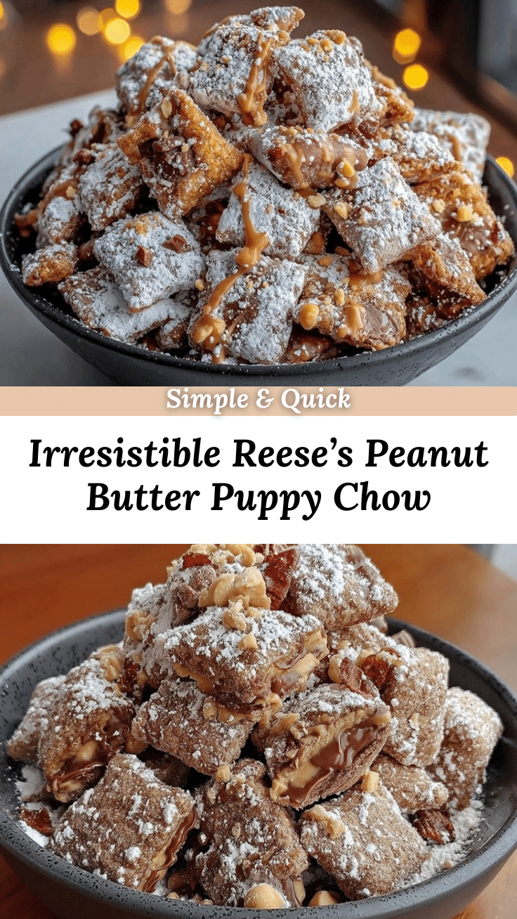 Reese’s Peanut Butter Cup Puppy Chow Snack Mix recipe