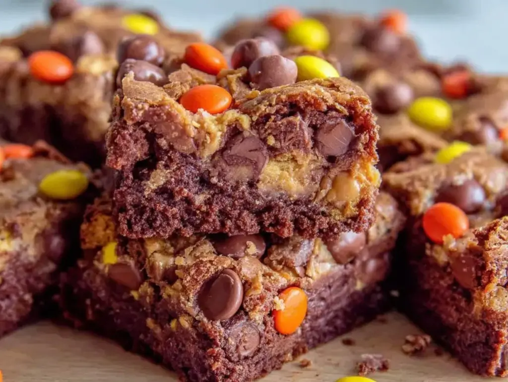 Reeses Pieces Peanut Butter Brownies - featured image