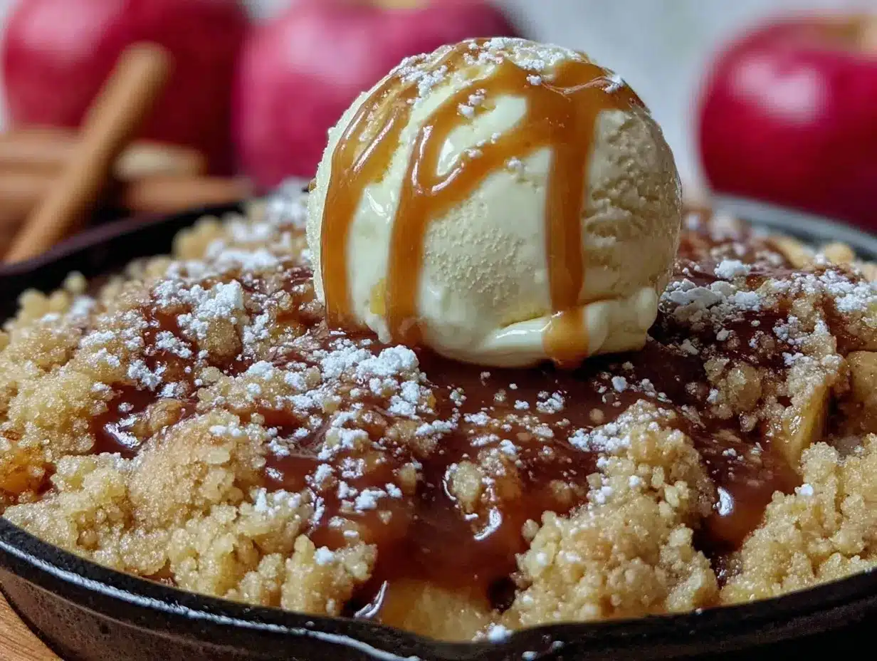 salted caramel apple cobbler skillet preparation steps