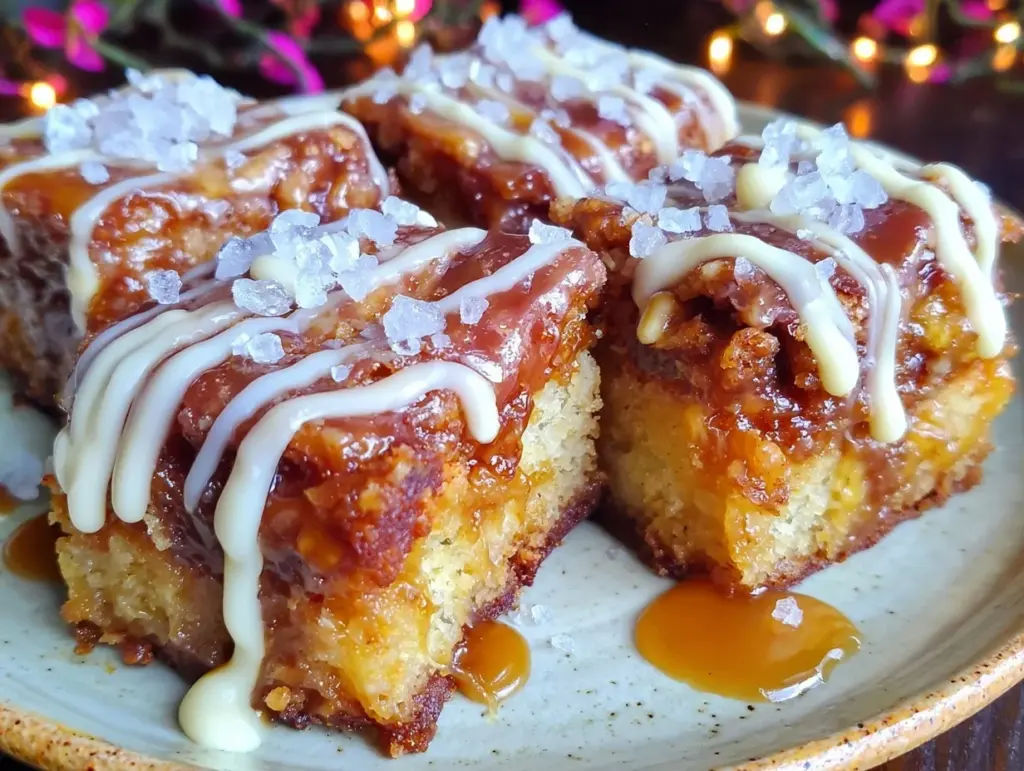 salted caramel cinnamon roll blondies - featured image