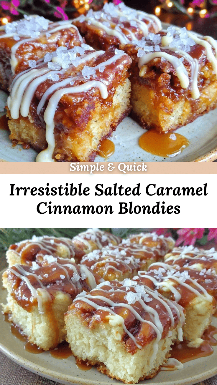 salted caramel cinnamon roll blondies recipe