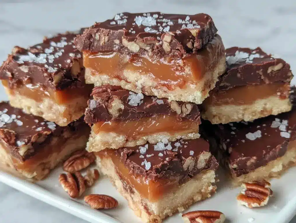 Salted Caramel Pecan Millionaire Bars - featured image