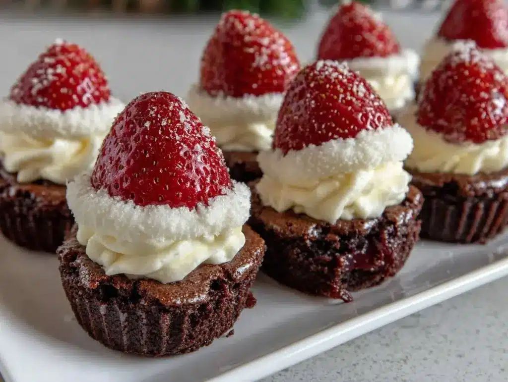 Santa Hat Brownie Bites - featured image