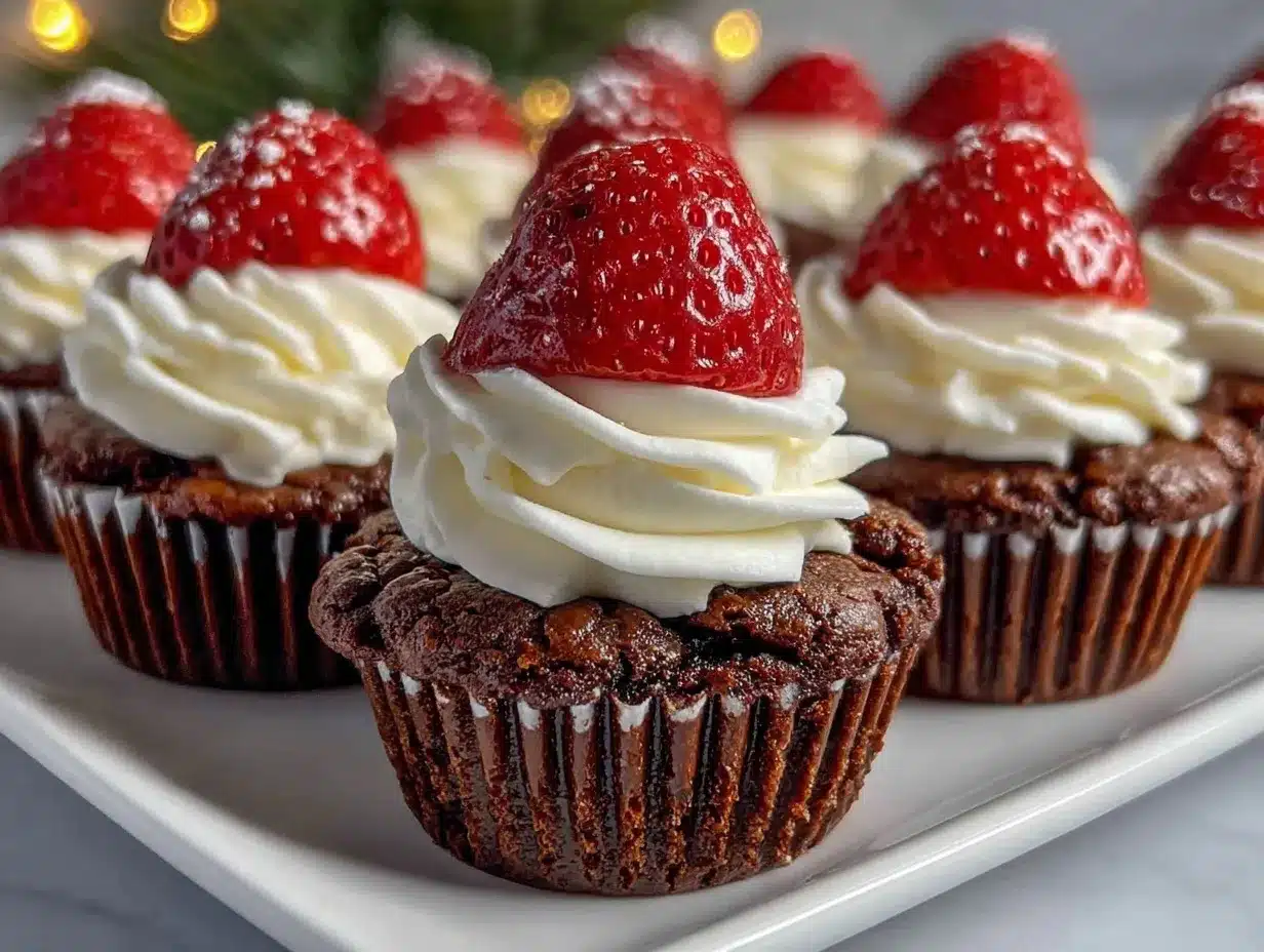 Santa Hat Brownie Bites preparation steps