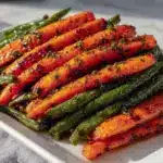 savory roasted carrots and green beans - featured image