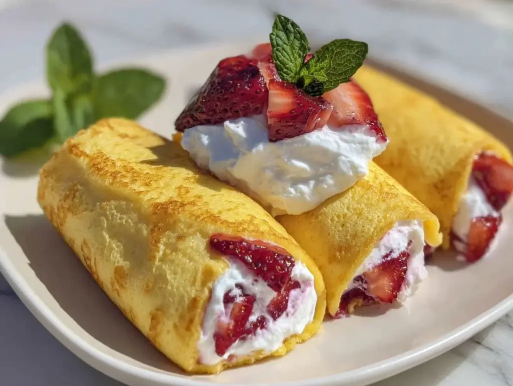 Strawberry cream stuffed pancake rolls - featured image