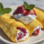 Strawberry cream stuffed pancake rolls - featured image