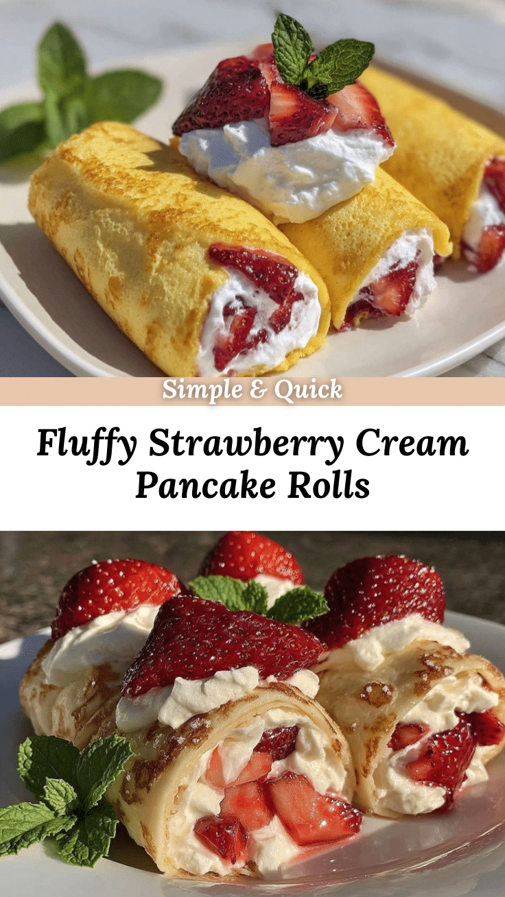 Strawberry cream stuffed pancake rolls recipe
