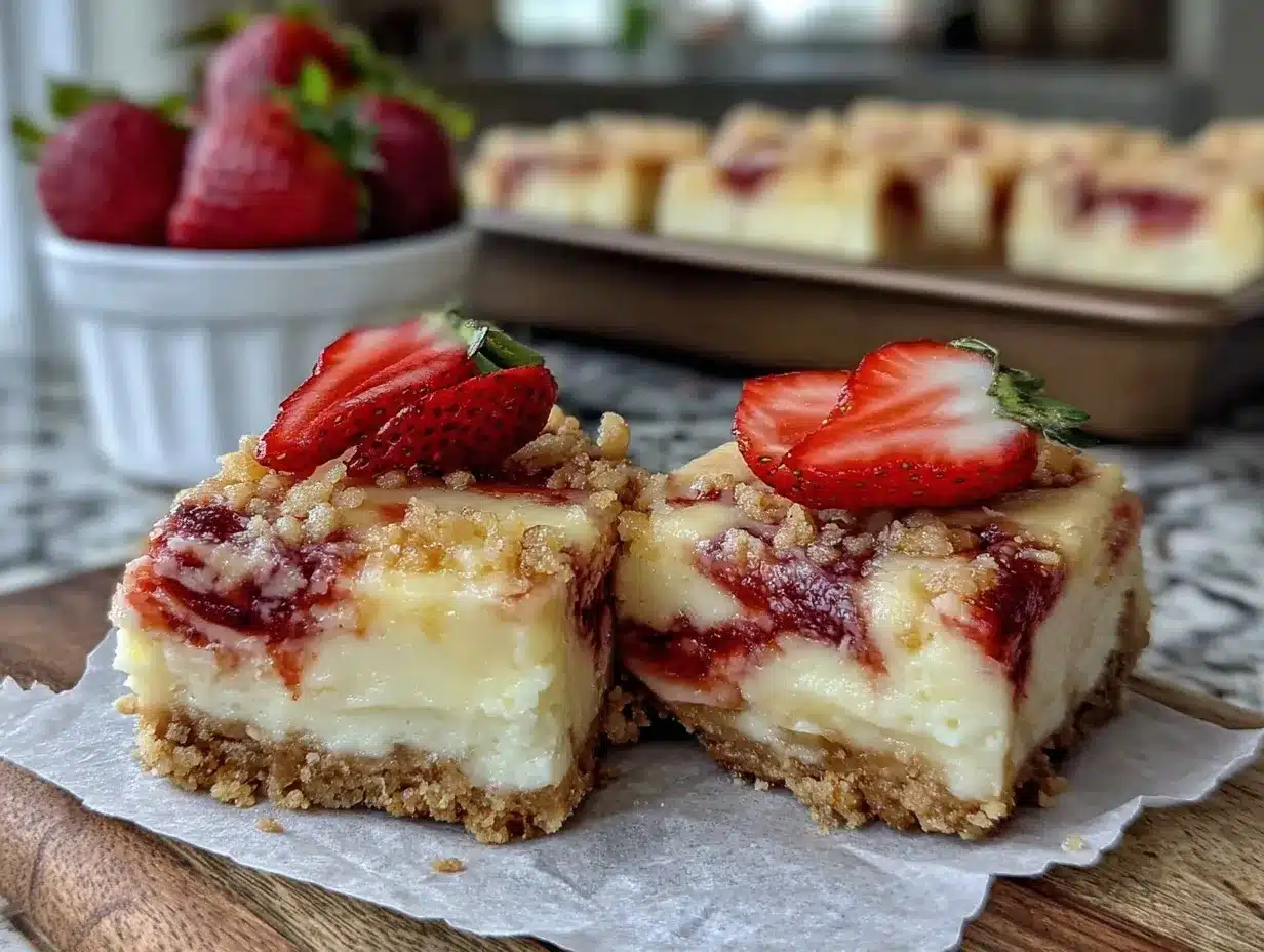 strawberry swirl cheesecake bars preparation steps