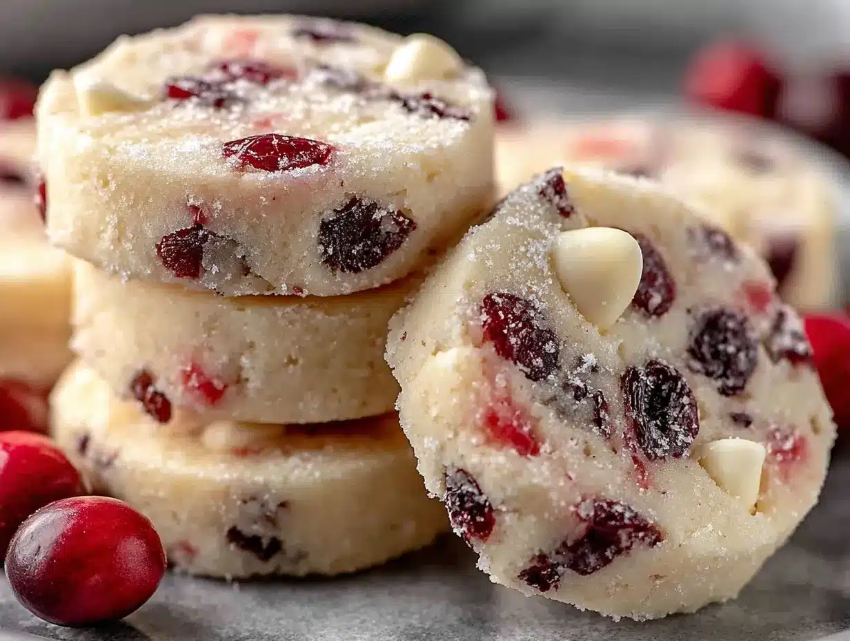 white chocolate cranberry orange shortbread cookies preparation steps
