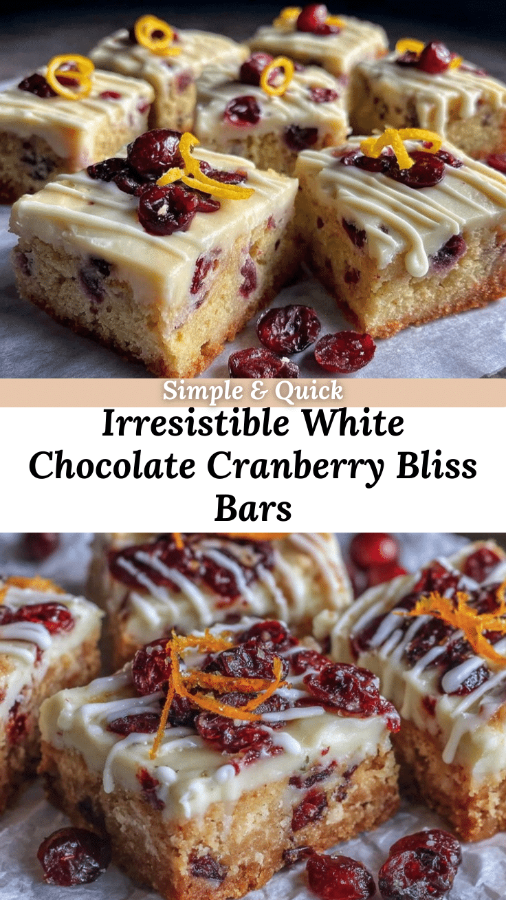 White Chocolate Orange Cranberry Bliss Bars recipe