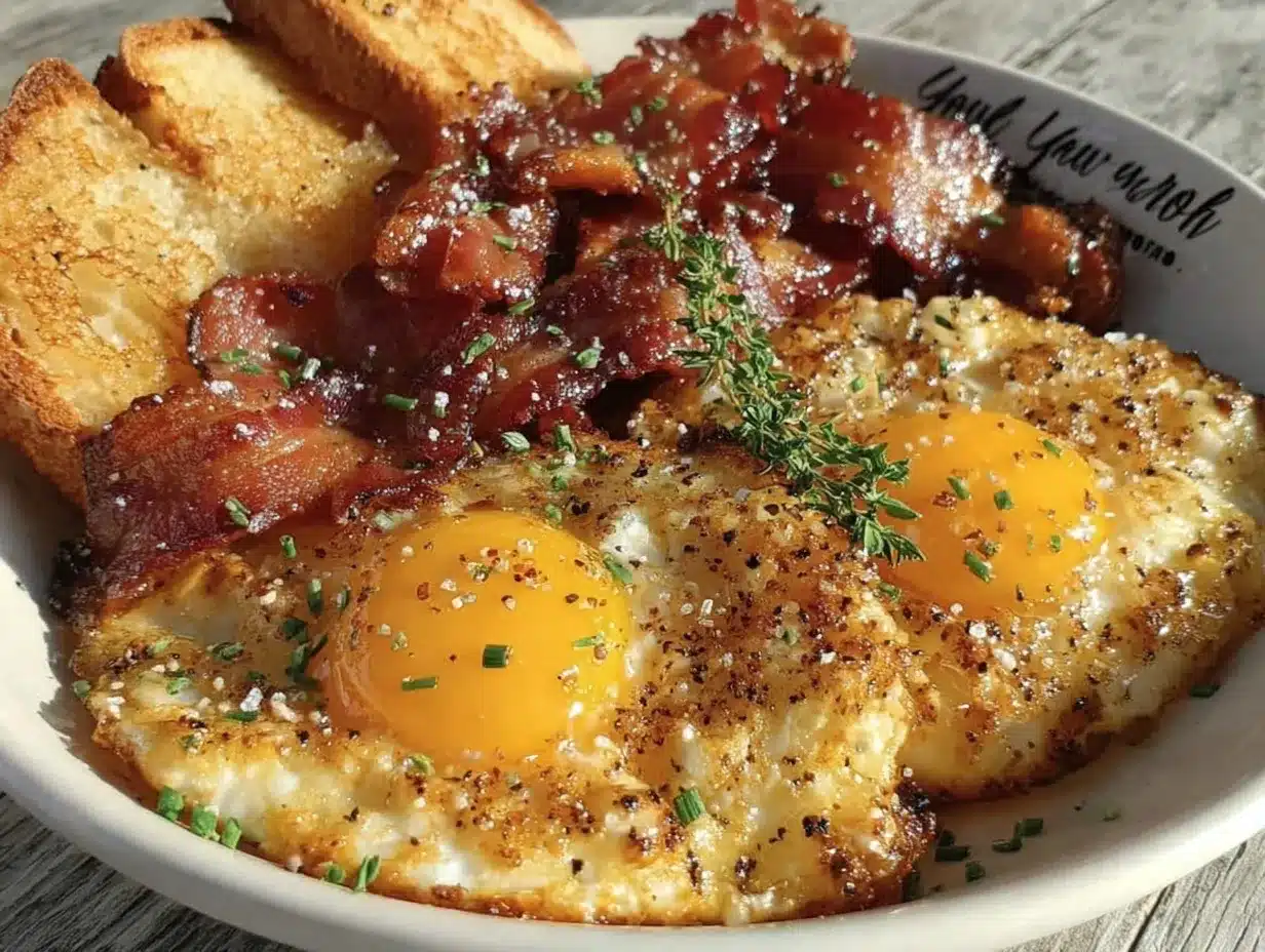 bacon and eggs breakfast recipe preparation steps