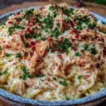 creamy crockpot chicken alfredo - featured image