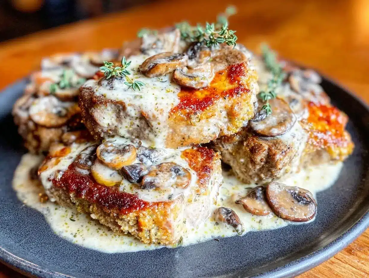 creamy garlic mushroom pork chops preparation steps