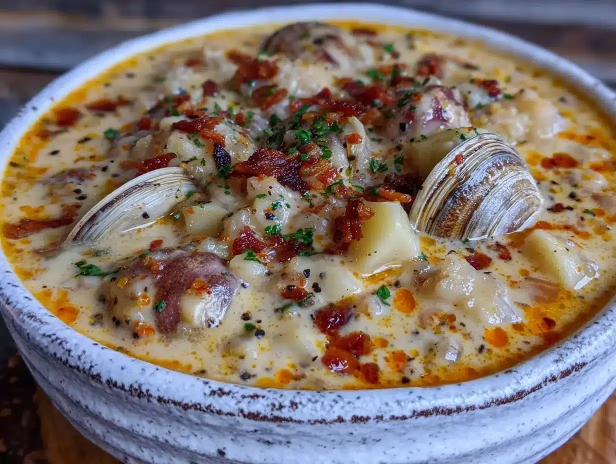 creamy New England clam chowder recipe preparation steps