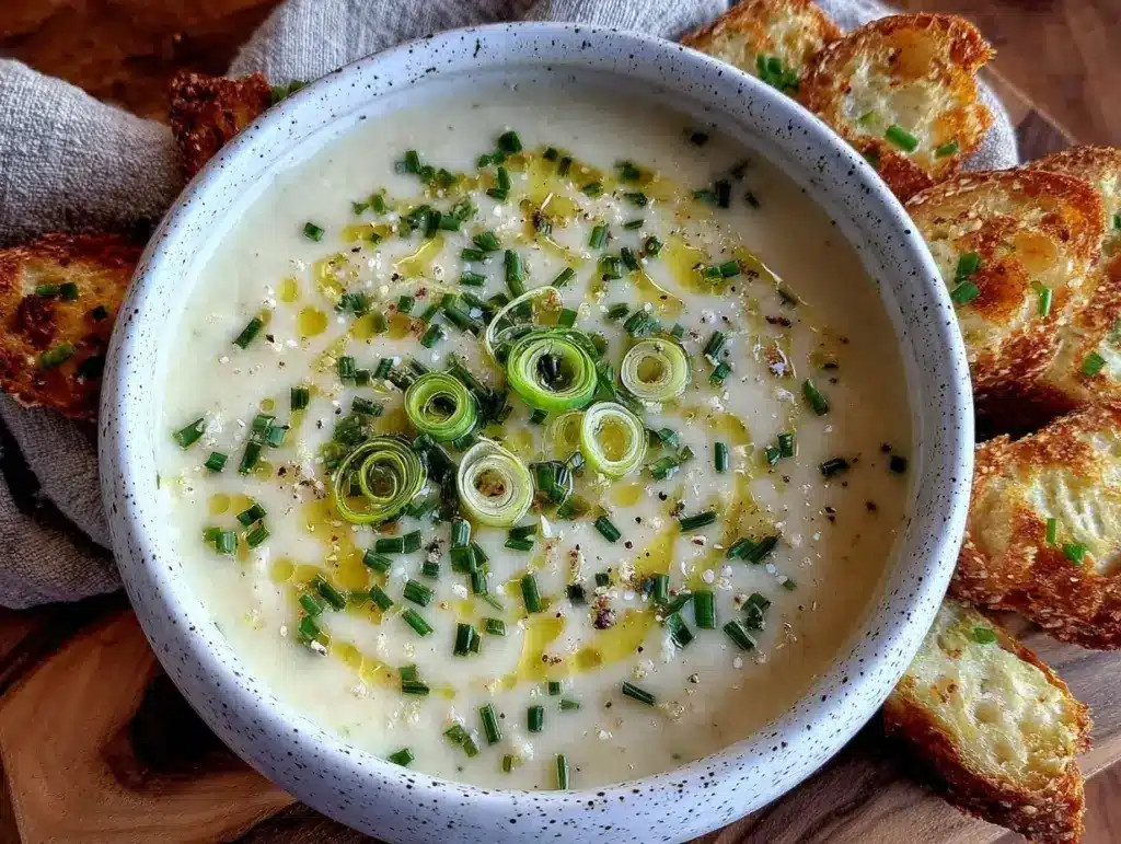creamy potato leek soup - featured image