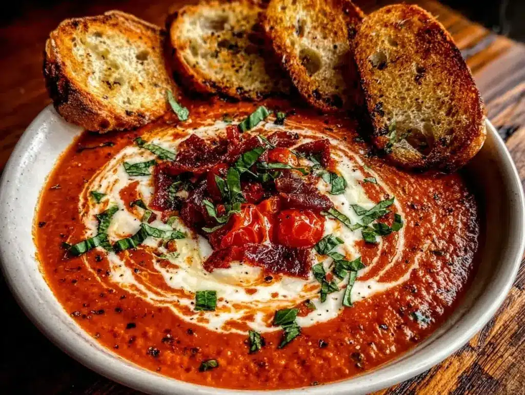 creamy roasted tomato bisque - featured image