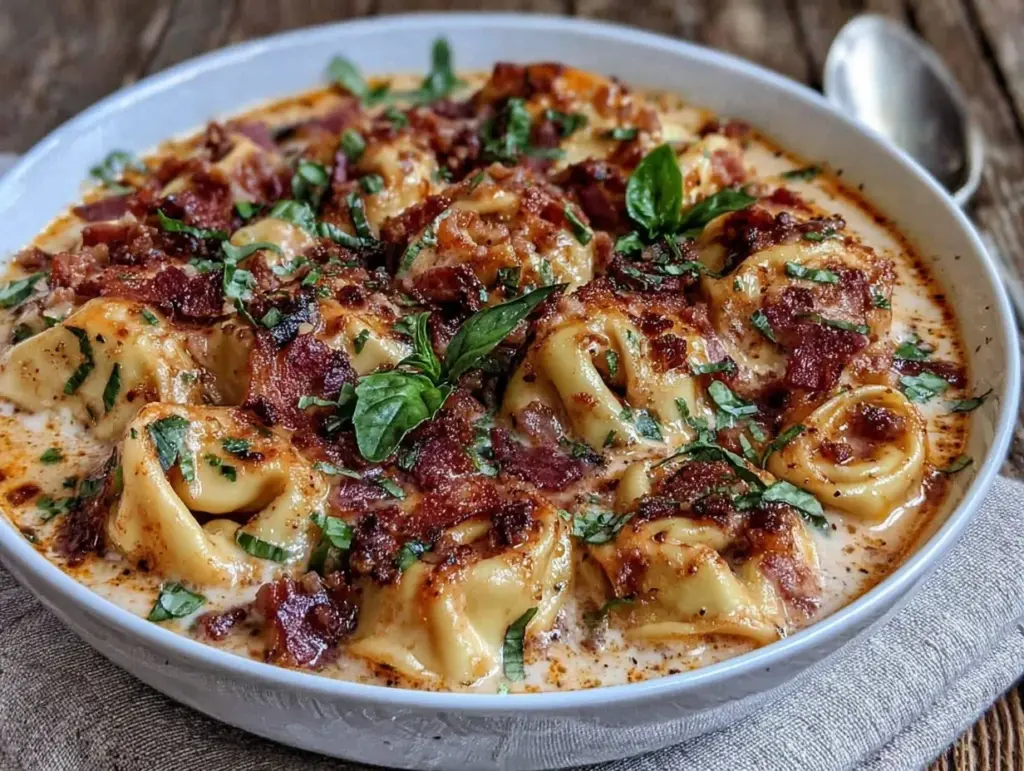 creamy tortellini soup with sausage - featured image