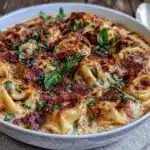 creamy tortellini soup with sausage - featured image