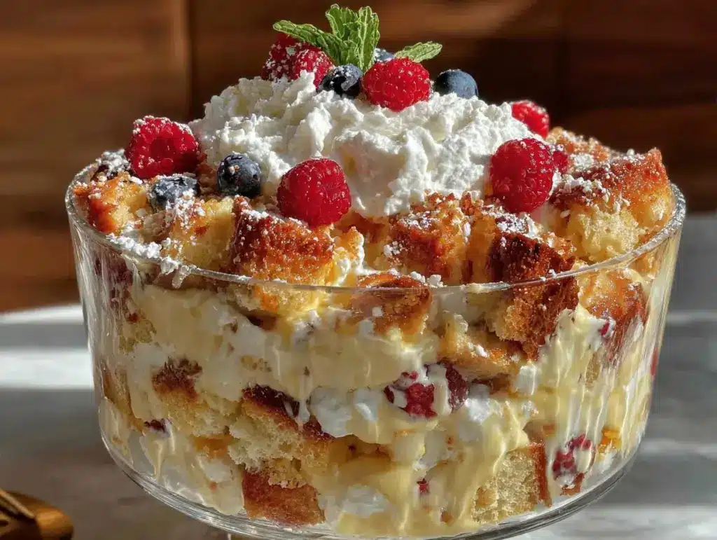 easy creamy broken cake trifle - featured image