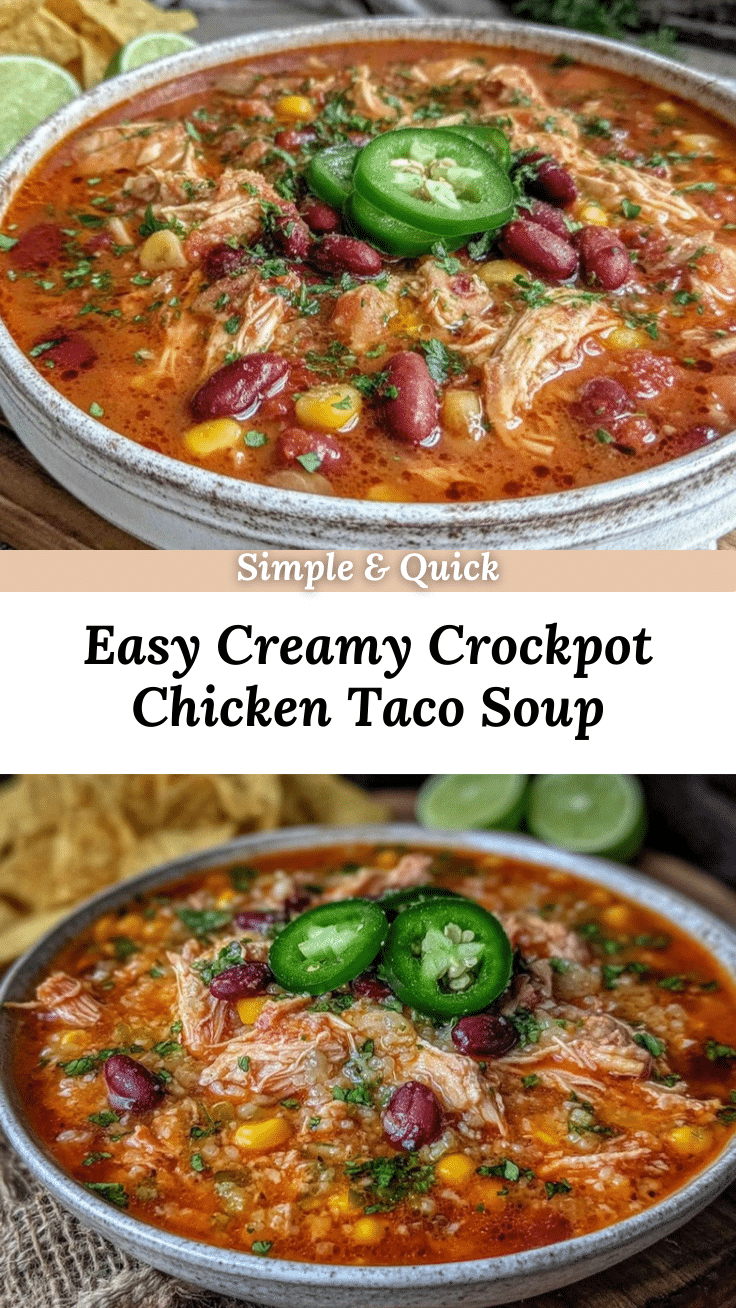 easy creamy crockpot chicken taco soup recipe